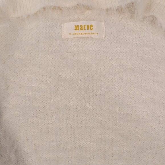 Maeve Cropped Eyelash Cardigan in Ivory, SIZE L - Picture 5 of 6
